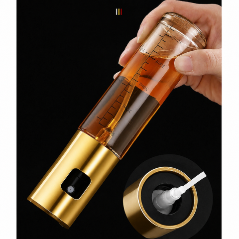 Pulverizator auriu 100 ml pentru ulei si otet, recipient gradat din sticla [3]