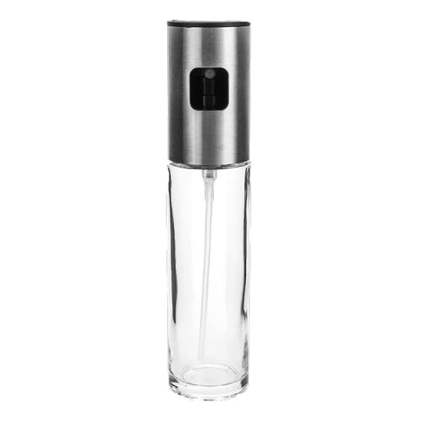 Pulverizator spray pentru ulei, otet, reutilizabil, din sticla/otel inoxidabil, capacitate 100 ml, 18 x 4 cm, argintiu [14]