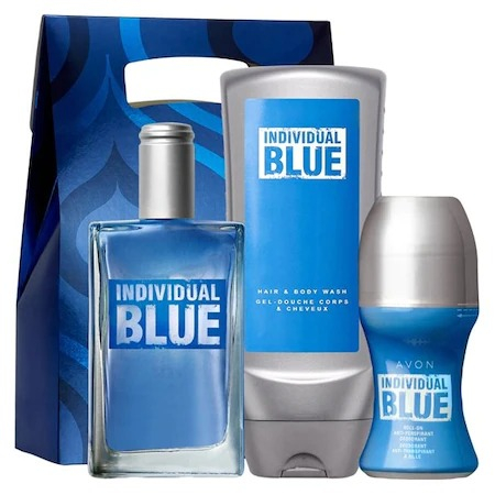 Pungi cadou - Punga Individual Blue (parfum 100,gel dus 2in1 250,roll-on 50)