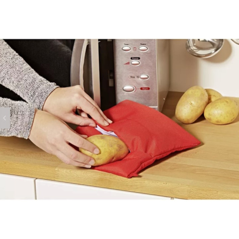 Punga magica pentru coacerea cartofilor la cuptorul cu microunde, reutilizabila, poliester, rosie, 26 x 19 cm, ideala pentru cartofi, porumb si legume Aceasta punga magica pentru microunde permite pre [6]