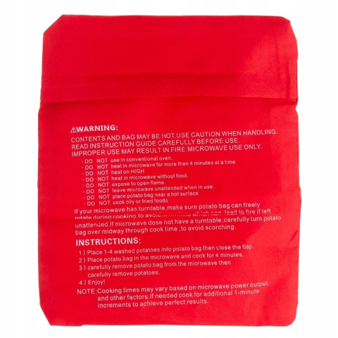 Punga magica pentru coacerea cartofilor la cuptorul cu microunde, reutilizabila, poliester, rosie, 26 x 19 cm, ideala pentru cartofi, porumb si legume Aceasta punga magica pentru microunde permite pre [4]