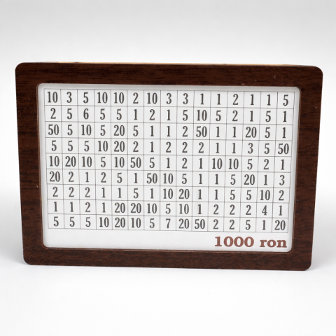 Pusculita economii 1000 RON din lemn, cutie bani cu grila urmarire, provocare economisire, 20x9x14.5 cm [1]