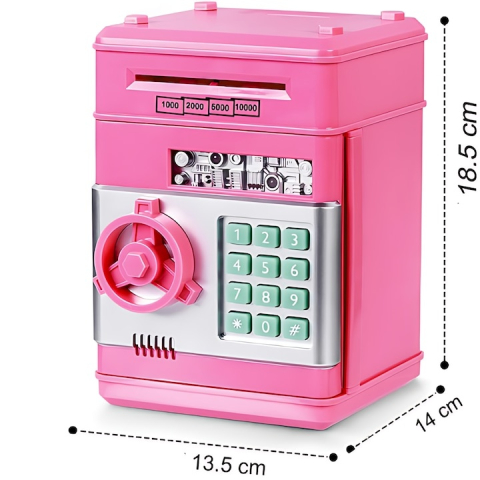 Pusculita interactiva tip bancomat cu PIN, cu efecte sonore si luminoase, roz, jucarie educativ-interactiva pentru economisire si gestionarea banilor pentru copii [4]