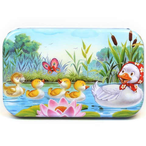 JOCURI ȘI JUCĂRII - Puzzle 60 de Piese din Lemn in Cutie Metalica, Model Ratuste, Dezvoltare Abilitati Cognitive, 22.5x13.5 cm, Multicolor