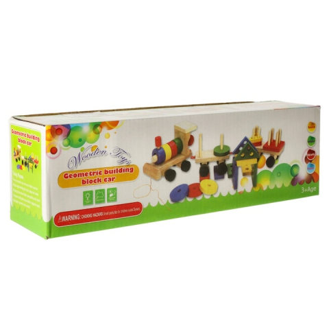 Puzzle din lemn cu locomotiva si 2 vagoane, blocuri colorate pentru invatarea formelor si culorilor, jucarie educativa pentru copii 3+, dezvoltare logica si dexteritate [9]