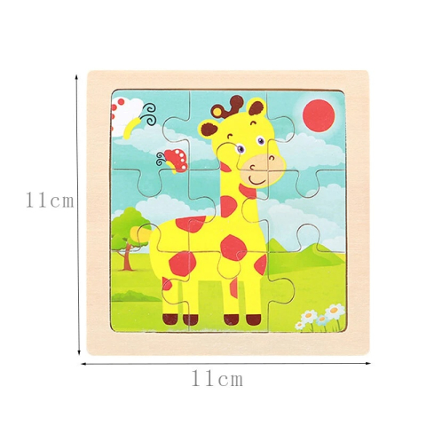 Puzzle educativ cu suport din lemn, set 4 modele animale, 11 x 11 cm, 9 piese fiecare, joc de logica si asociere pentru copii 3+ ani [7]