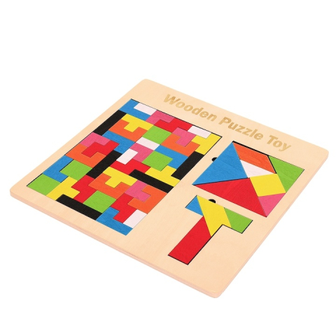 Puzzle Montessori multicolor 37 piese din lemn, 3D, joc educativ 3 in 1 pentru dezvoltarea logicii, creativitatii si coordonarii, 3 ani+ [3]