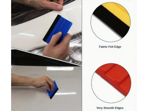 Racleta pentru folie autocolanta, aplicare uniforma, fara zgarieturi, plastic/pasla, 7 x 10 cm, universala, albastru [14]