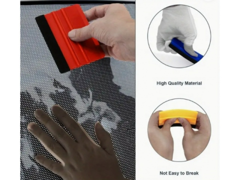 Racleta pentru folie autocolanta, aplicare uniforma, fara zgarieturi, plastic/pasla, 7 x 10 cm, universala, albastru [15]