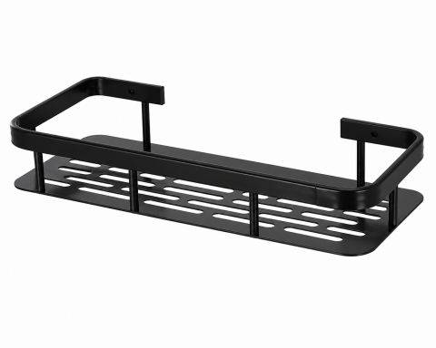 Diverse baie - Raft de baie suspendat, 30 x 13 x 4,7 cm, montare pe perete, metal, capacitate maximă 10 kg, negru