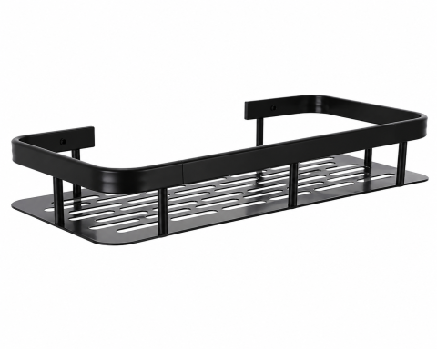 Raft de baie suspendat, 30 x 13 x 4,7 cm, montare pe perete, metal, capacitate maximă 10 kg, negru [2]