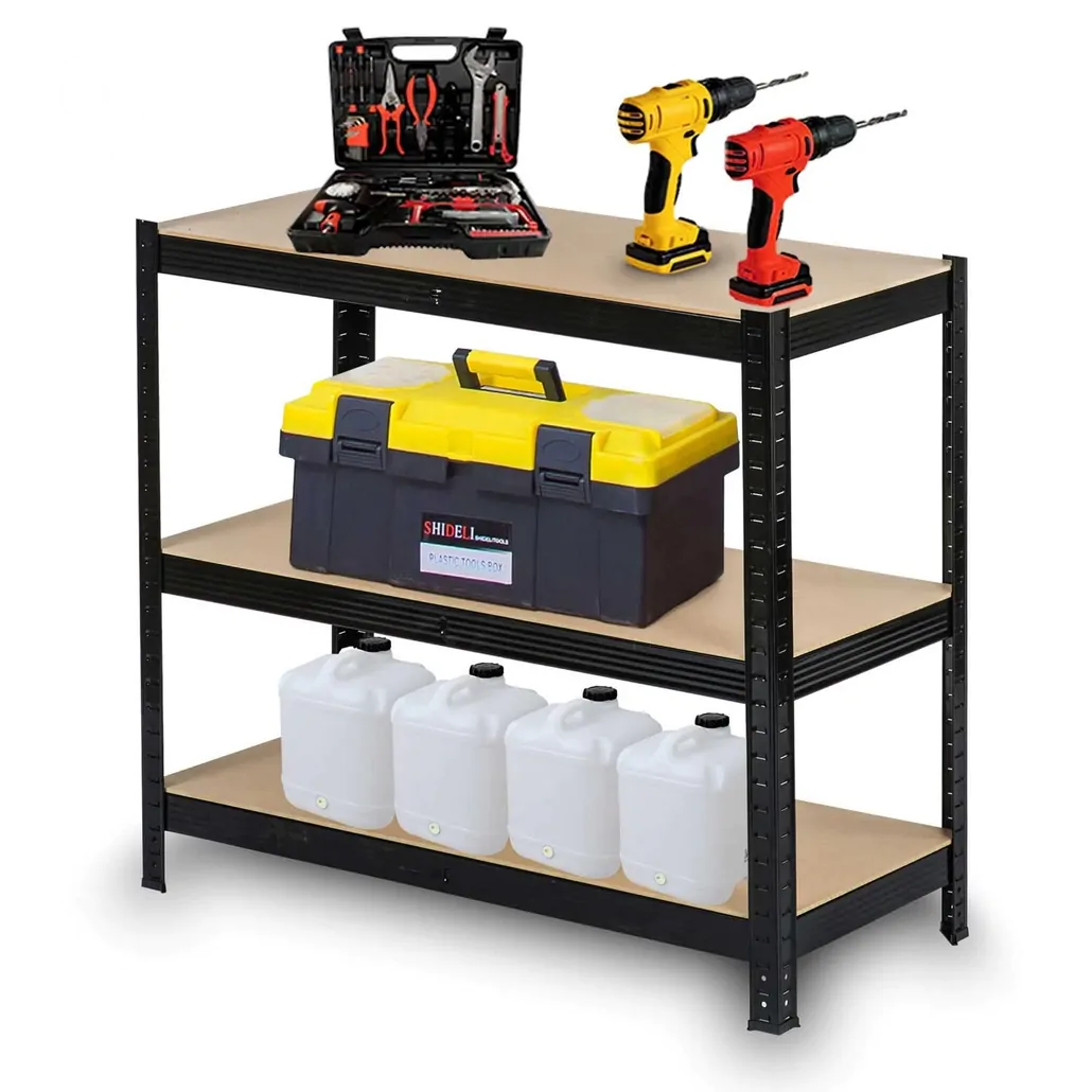 Raft metalic negru 150 x 75 x 30 cm, 5 polite MDF, capacitate 750 kg, 150 kg pe raft [5]