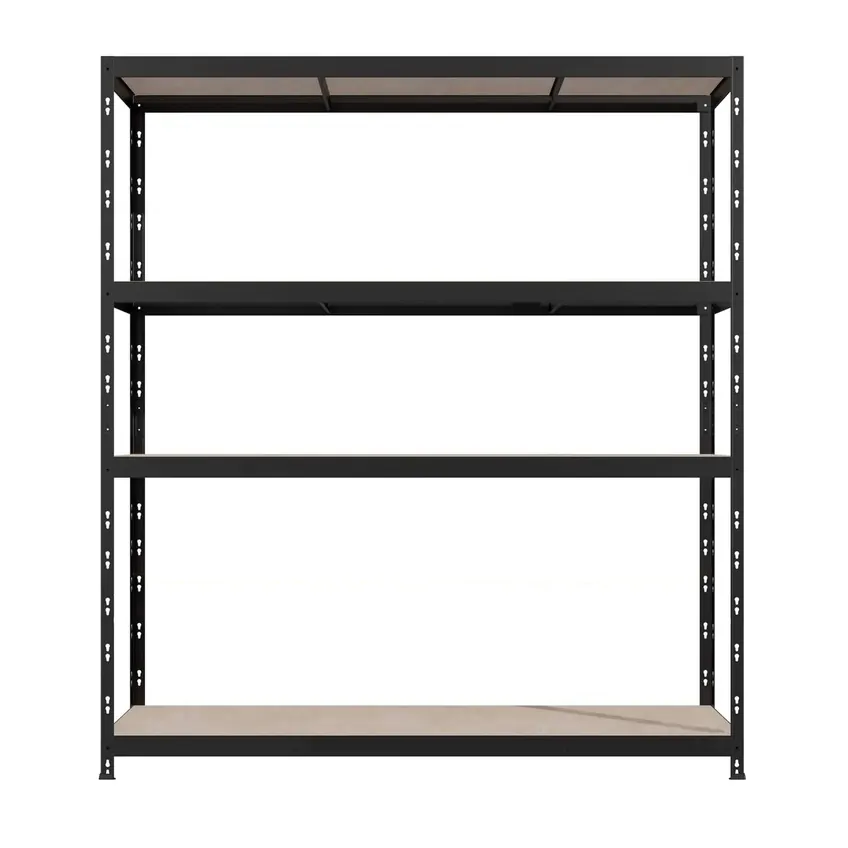 Rafturi metalice - Raft metalic negru 180 x 180 x 60 cm cu 4 polite MDF, sarcina 1200 kg