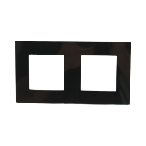 Rama dubla pentru priza si intrerupator, sticla, 8.6 x 15.7 x 1 cm, negru [3]