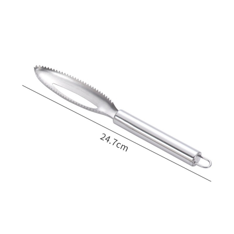 Razuitor pentru solzi de peste din otel inoxidabil, 24 x 3 cm, unealta profesionala pentru curatarea pestelui, maner ergonomic, gri [1]