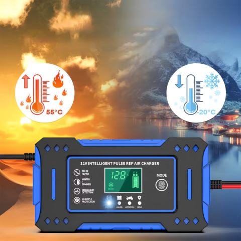 Redresor auto, multifunctional, 12 V, 6 A, afisaj LCD, negru/albastru [2]