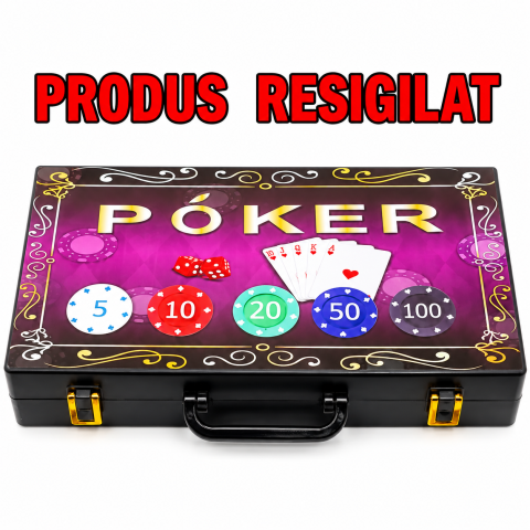 RESIGILATE - RESIGILAT - Joc Poker cu servieta din plastic inclusa, 200 jetoane ( lipsa ambalaj original + servieta putin crapata )