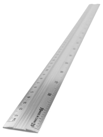 Rigla argintie 40 cm, aluminiu rezistent, gradatie dubla in centimetri si inch, instrument de masurare pentru scoala, birou, desen tehnic, atelier si proiecte DIY [1]