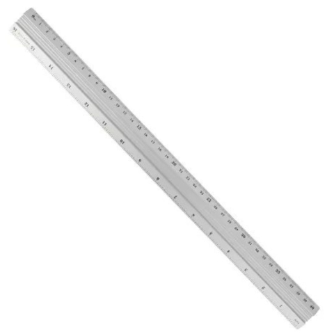 PAPETARIE & BIROTICA - Rigla argintie 40 cm, aluminiu rezistent, gradatie dubla in centimetri si inch, instrument de masurare pentru scoala, birou, desen tehnic, atelier si proiecte DIY