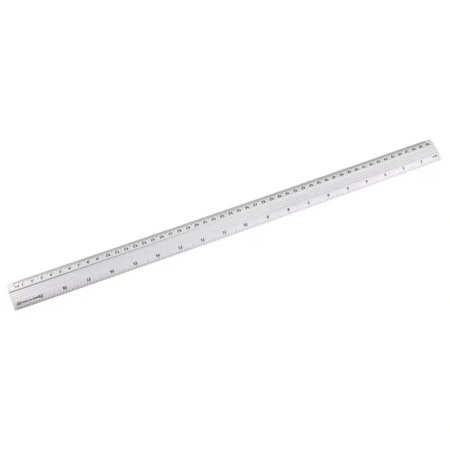 PAPETARIE & BIROTICA - Rigla argintie 50 cm, din aluminiu, scala gradata cm si inch, accesoriu pentru masurare precisa, trasare, desen, croitorie, atelier, scoala si uz profesional