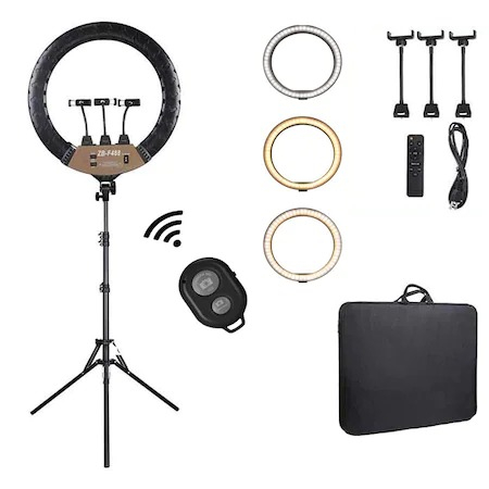 Ring Light - Lampa circulara LED 56 cm,trepied 200 cm,geanta de transport si telecomanda bluetooth
