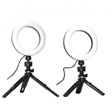 Lampa circulara LED 16 cm diametru,cap bila rotativ 360 grade + mini trepied extensibil [2]