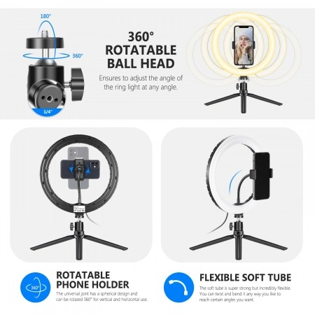 Lampa circulara LED 26 cm diametru RGB,1 telecomanda control,1 telecomanda Bluetooth + mini trepied [2]