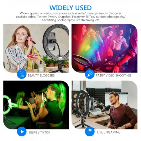 Lampa circulara LED 26 cm diametru RGB,1 telecomanda control,1 telecomanda Bluetooth + mini trepied [3]