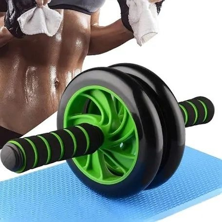 SPORT ȘI ACTIVITĂȚI - Rola abdominala dubla pentru abdomene, exercitii fizice, manere antiderapante si covoras inclus