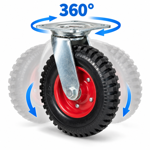 Roata pivotanta 200 mm, 235 kg, latime 58 mm, placa 115 x 100 mm, rulment dublu cu bile [1]