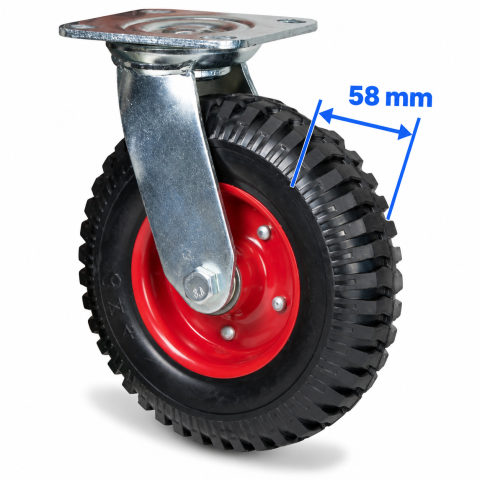 Roata pivotanta 200 mm, 235 kg, latime 58 mm, placa 115 x 100 mm, rulment dublu cu bile [2]