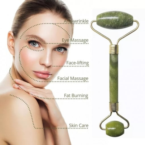 Rola de jad pentru ingrijirea pielii, rola dubla din piatra naturala de jad, masaj facial si corporal, lifting, drenaj limfatic si relaxare [3]