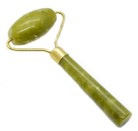 Ustensile îngrijire față - Rola verde 11.5 cm din jad pentru masaj facial si corporal
