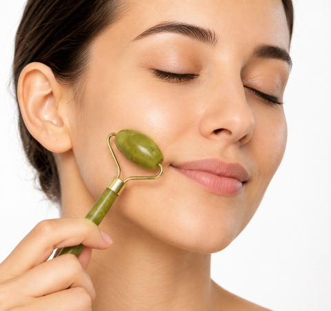 Rola verde 11.5 cm din jad pentru masaj facial si corporal [4]