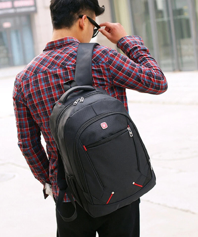 Rucsac barbati laptop impermeabil, antifurt, compartiment mare, material Oxford poliester nylon, ergonomic, scoala business calatorii, negru [6]