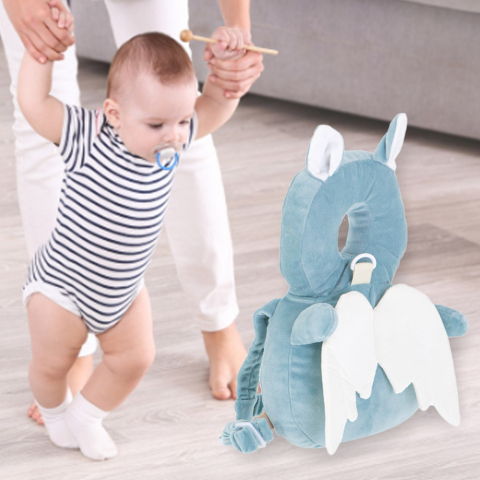 Rucsac cu ham de siguranta, pentru copii,  invatarea mersului, model liliac, poliester,  30 x 20 x 4 cm, albastru [2]