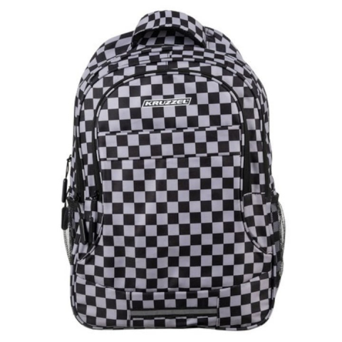 Diverse copii - Ghiozdan rucsac cu model in carouri, 22l, negru, cu sac pentru incaltaminte