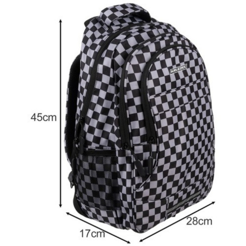 Ghiozdan rucsac cu model in carouri, 22l, negru, cu sac pentru incaltaminte [5]