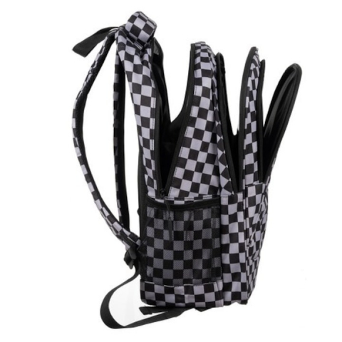 Ghiozdan rucsac cu model in carouri, 22l, negru, cu sac pentru incaltaminte [3]