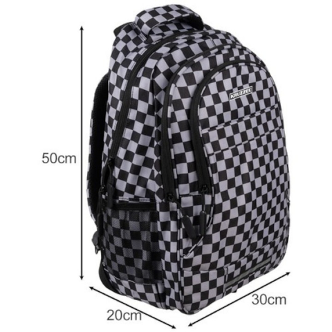 Ghiozdan rucsac cu model in carouri, 30l, negru, cu sac pentru incaltaminte [6]