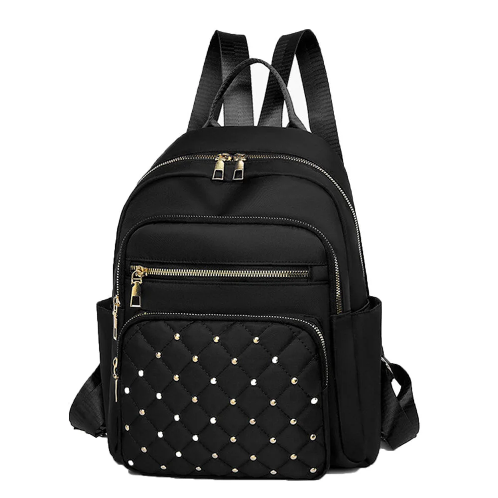 Sanuri incaltaminte - Rucsac dama negru 32 x 27 x 12 cm, format A4, model matlasat, 2 compartimente, 5 buzunare