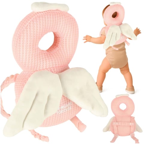 MAMA ȘI COPILUL - Rucsac de siguranta, pentru copii, protectia capului, bretele reglabile, poliester, 31 x 19 x 8 cm, roz, model ingeras