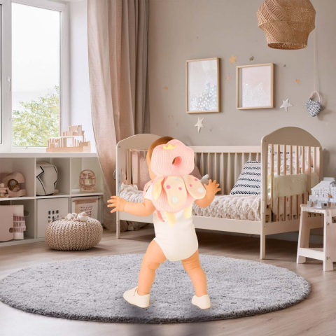 Rucsac de siguranta, pentru copii, protectia capului, bretele reglabile, poliester, 31 x 21 x 8 cm, roz [2]