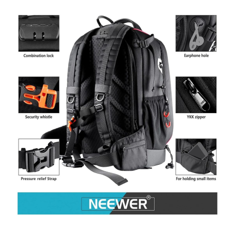 Rucsac foto profesional impermeabil pentru aparat DSLR, mirrorless si accesorii, compartimente modulare, protectie antifurt, negru [2]