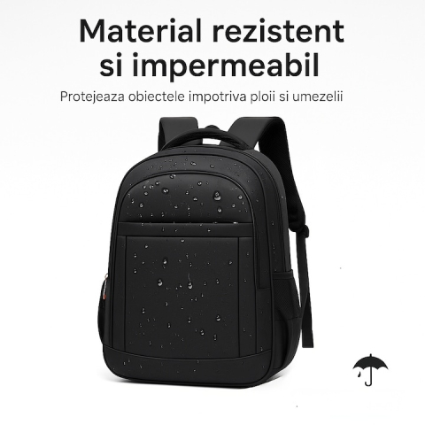 Rucsac multifunctional, impermeabil, pentru laptop cu diagonala 15.6", bretele reglabile, poliester, unisex, 51 x 30 x 24 cm, negru [1]