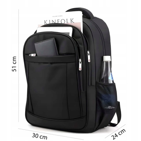 Rucsac multifunctional, impermeabil, pentru laptop cu diagonala 15.6", bretele reglabile, poliester, unisex, 51 x 30 x 24 cm, negru [4]