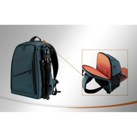 Rucsac pentru camera, echipament foto, impermeabil, 43 x 30 x 19.5 cm, albastru/portocaliu [5]