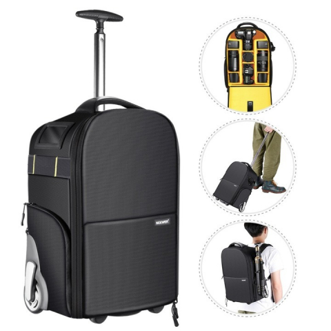 Echipamente vlogging - Rucsac troler foto profesional 2in1, material anti soc, 49x33x20 cm, maner troller detasabil 50 cm - Neewer