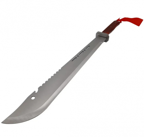 Cutite si tacamuri - Sabie de vanatoare, tip maceta, maner ergonomic din lemn, otel inoxidabil, 70 cm, husa inclusa