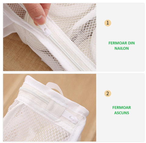 Sac alb 28 x 24,5 cm pentru spalarea incaltamintei la masina, plasa din nylon [2]
